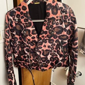 RARE PERFECT CONDITION Rebecca Minkoff Leather Jacket in Pink Cheetah